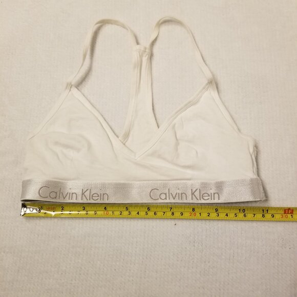 Calvin Klein White Classic Small Bralette Racer Back Basic Bra Top Bandeau - Picture 6 of 7